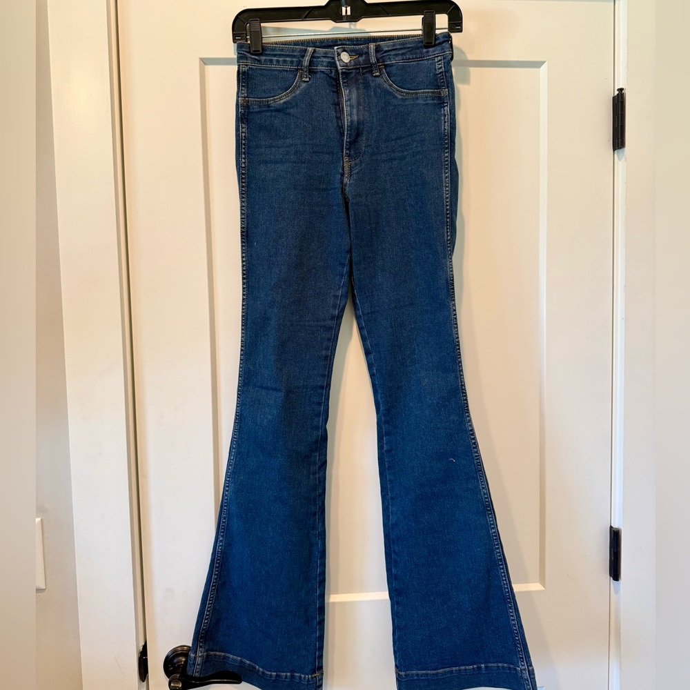 Flared Blue Denim Jeans